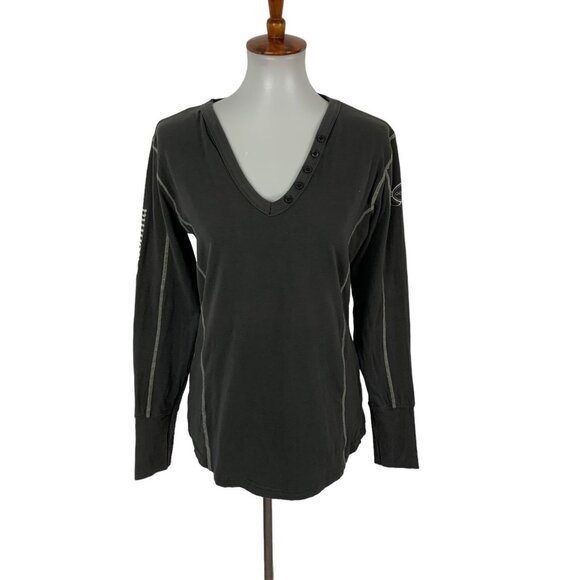 Gersemi Gray V Neck Long Sleeve Top Medium Minimalist Basic Casual Layer - Picture 1 of 8